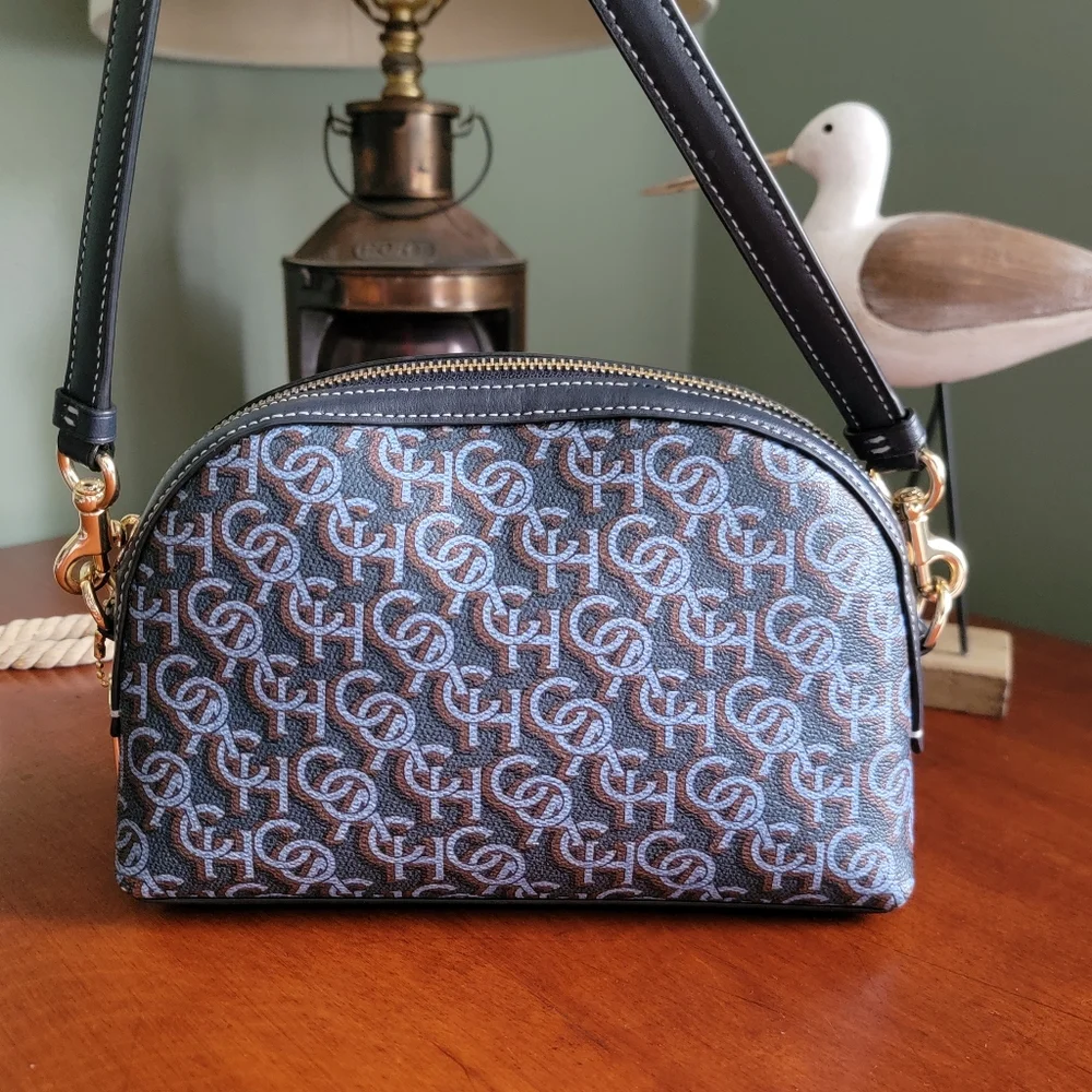 Coach CF343 Madi Dome Monogram Blue Coated Canvas Crossbody Bag